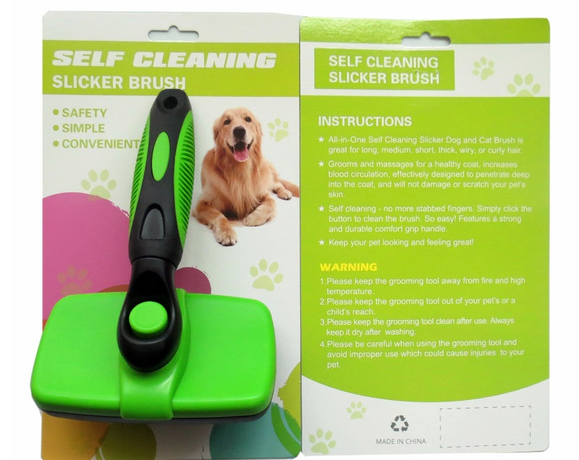 Pet Self-Cleaning Slicker Brush – Stainless Steel Deshedding Brush for Dogs & Cats
