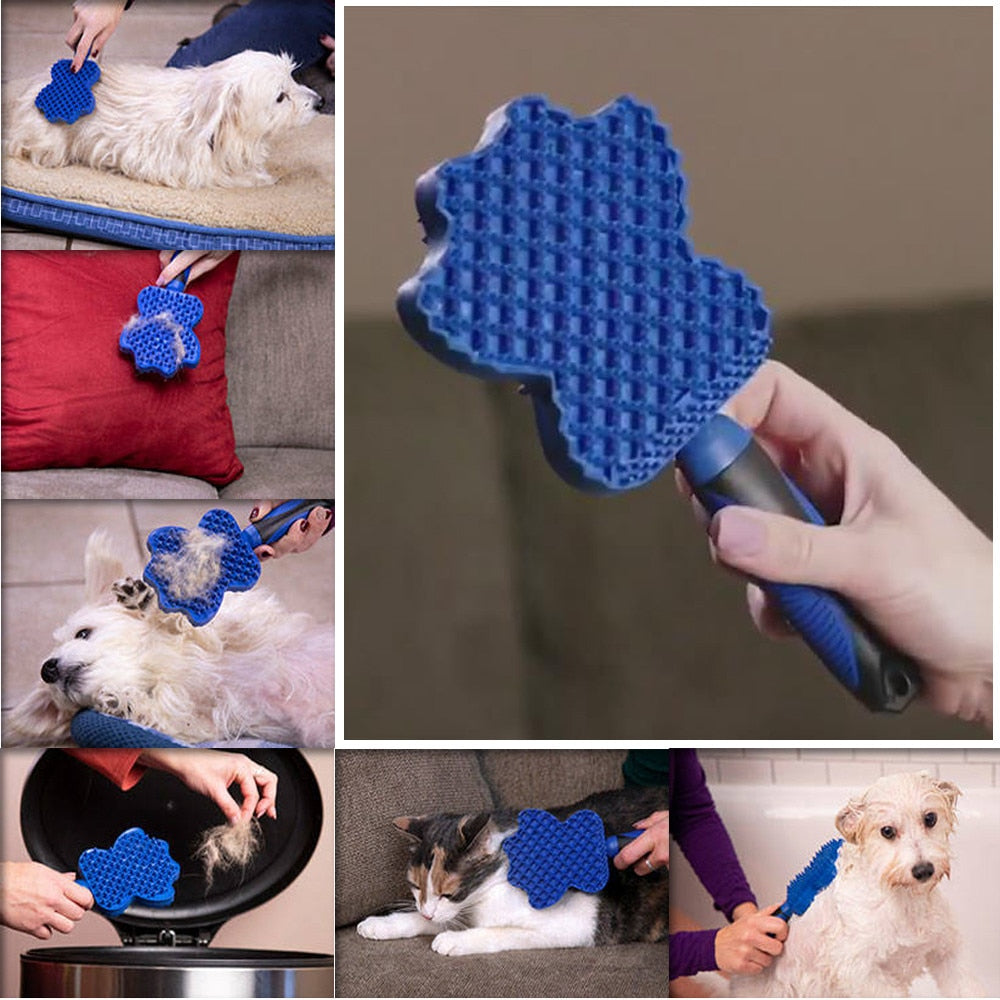 Gentle Pet Hair Remover & Grooming Brush (Dual-Side Silicone Design)