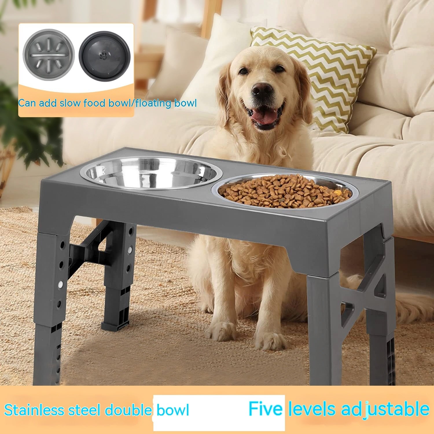 Elevated Slow Feeder Dog Bowl with Stainless Steel Stand (Neck Support & Healthy Feeding)