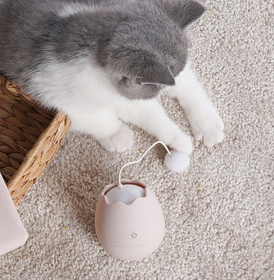 Interactive Cat Tumbler Toy with Cotton Ball Teaser