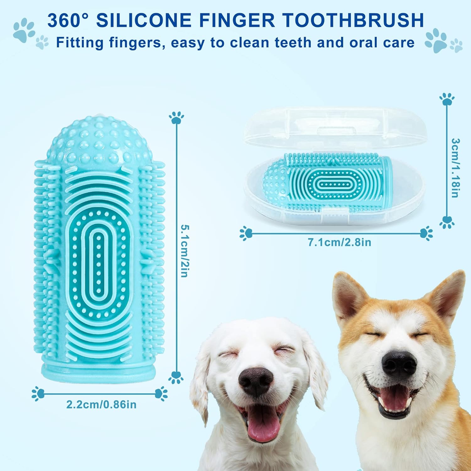 Pet Toothbrush Kit – 360° Soft Silicone Finger Toothbrush for Dogs & Cats