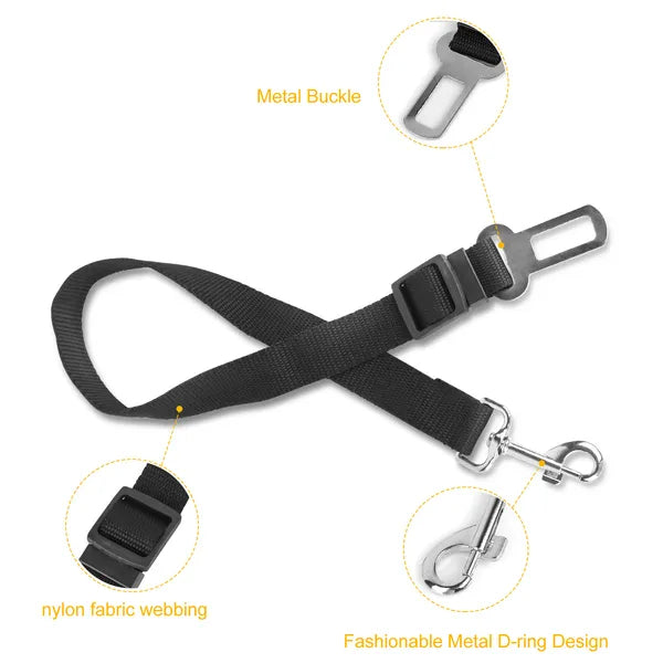 Adjustable Dog Car Seat Belt Leash (2-Pack – Elastic Safety Harness for Dogs & Cats)