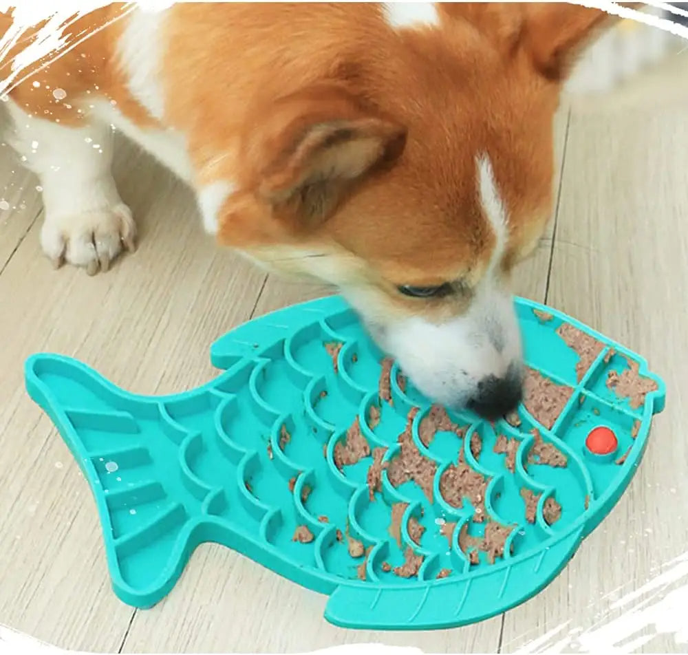 Fish-Shaped Silicone Slow Feeder Lick Mat for Dogs & Cats