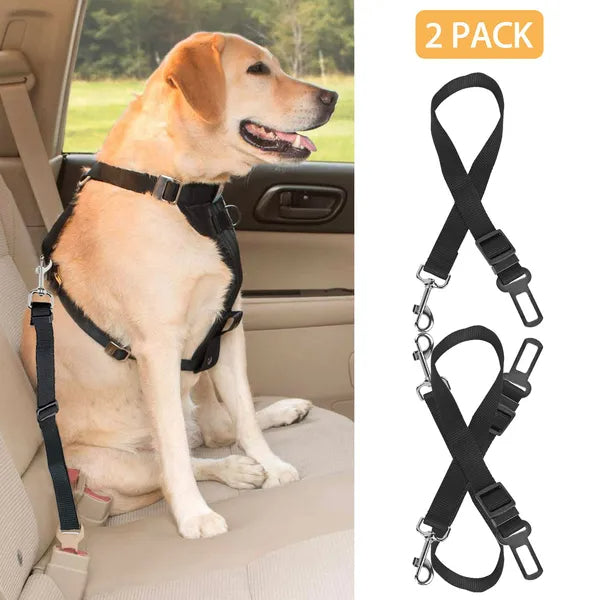 Adjustable Dog Car Seat Belt Leash (2-Pack – Elastic Safety Harness for Dogs & Cats)