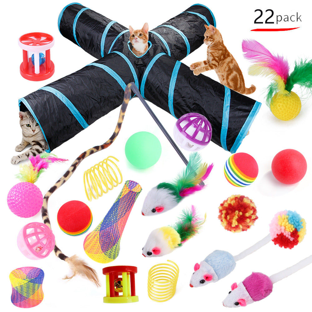 22-Piece Cat Tunnel & Interactive Toy Set