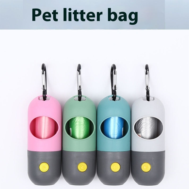 LED Light Pet Waste Bag Dispenser for Dogs & Cats (Built-In Flashlight)