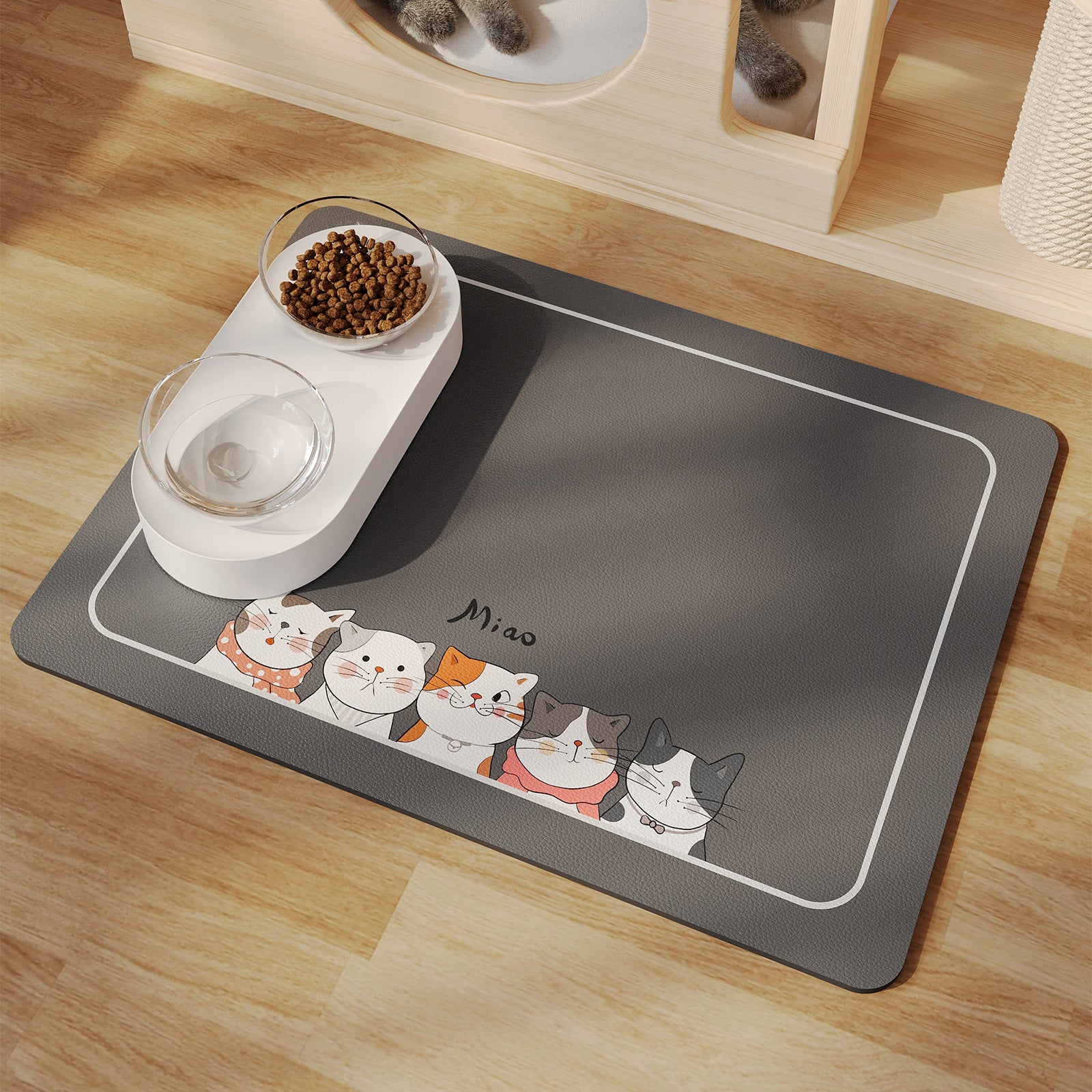 Minimalist Water-Absorbing Pet Feeding Mat (Washable, Non-Slip, Modern Design)