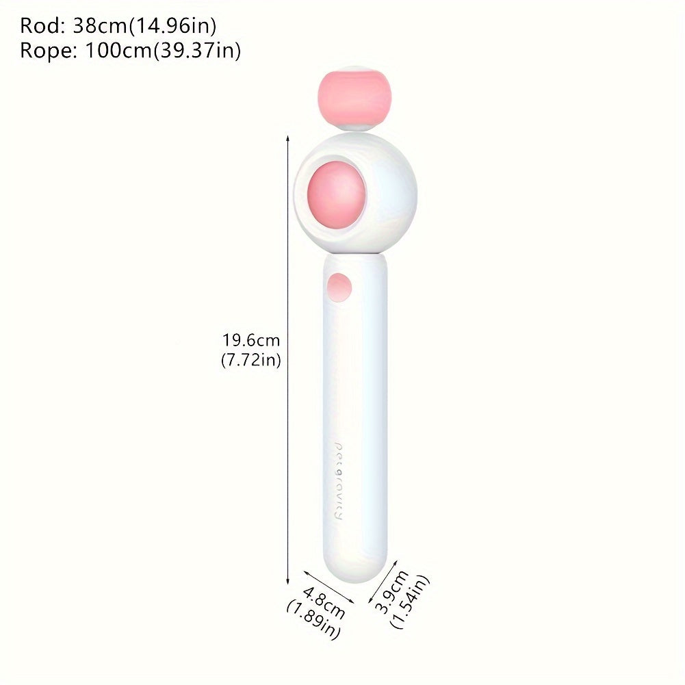 Retractable Cat Teaser Stick with Replaceable Feather Head