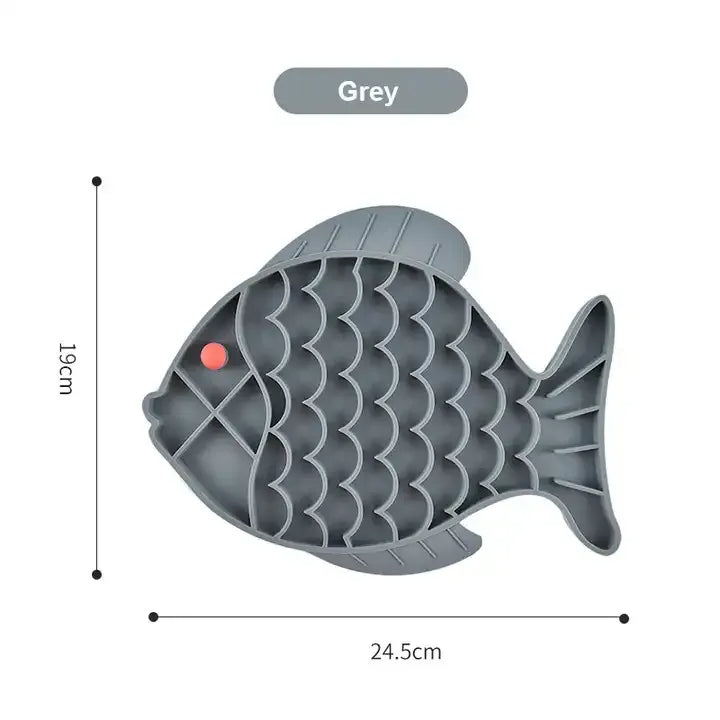 Fish-Shaped Silicone Slow Feeder Lick Mat for Dogs & Cats