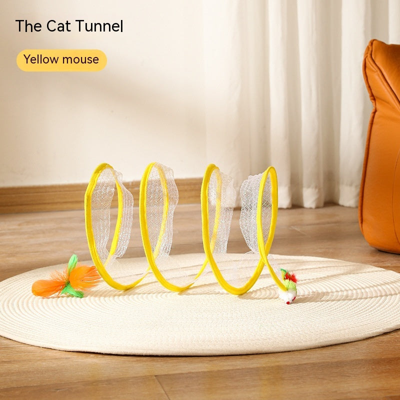 Foldable Cat Tunnel with Hanging Toys