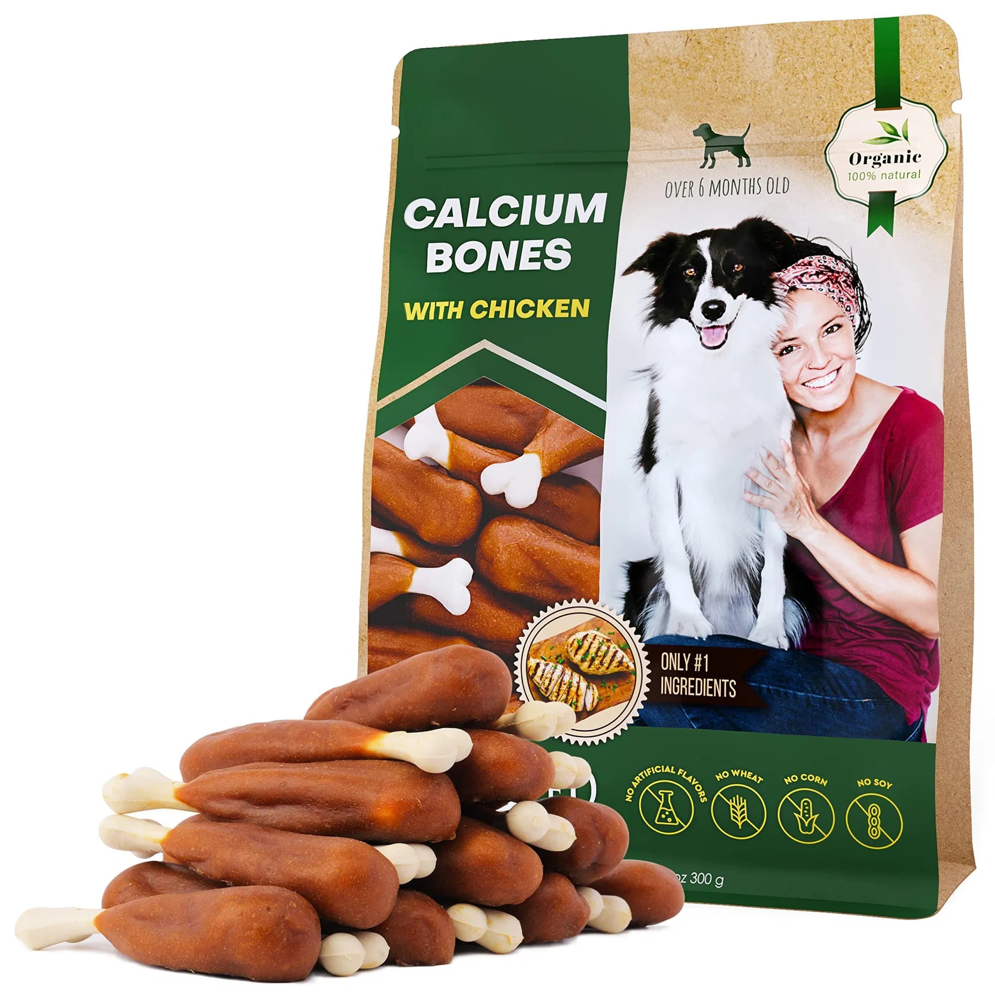 Chicken-Wrapped Calcium Bone Dog Chews (Rawhide-Free, High-Protein Treats)