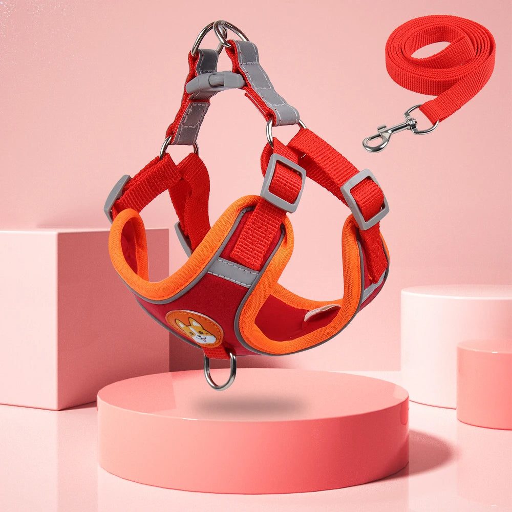 Adjustable Dog Harness & Leash Set – No-Pull Reflective Vest for Small to Large Dogs