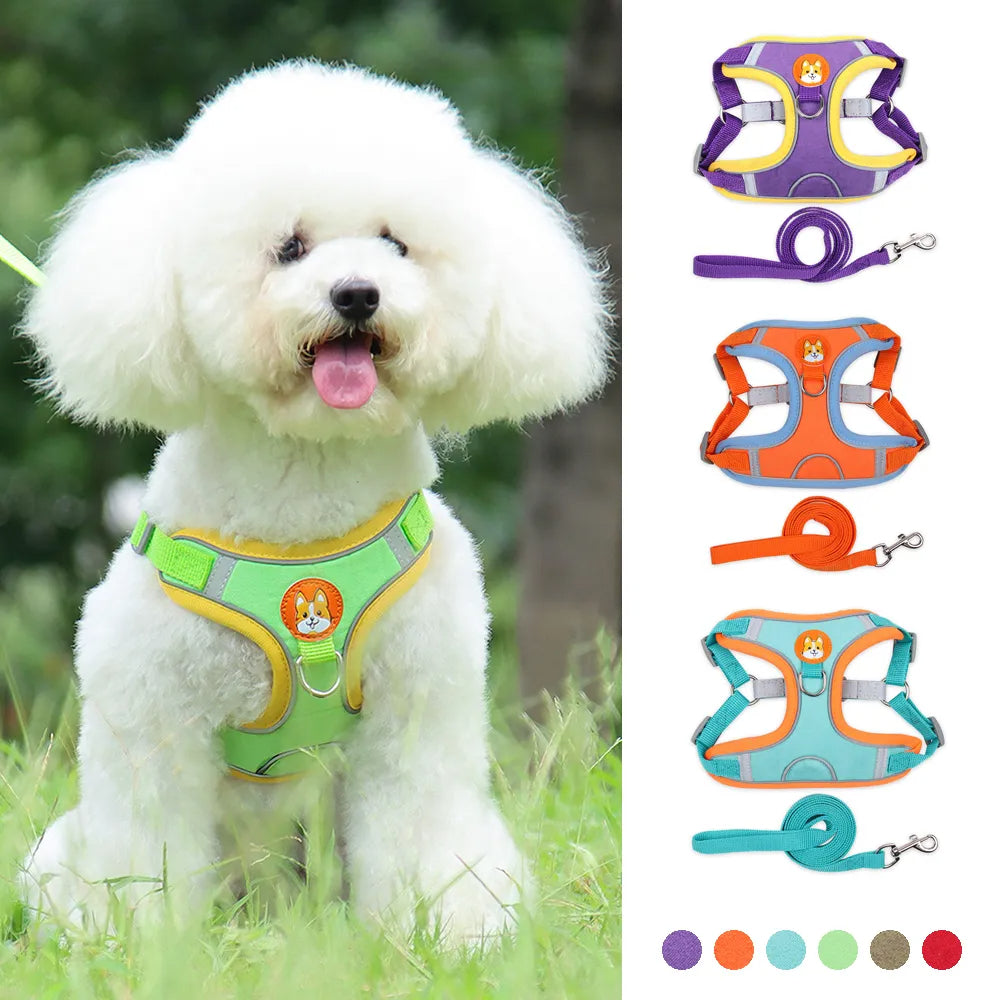 Adjustable Dog Harness & Leash Set – No-Pull Reflective Vest for Small to Large Dogs