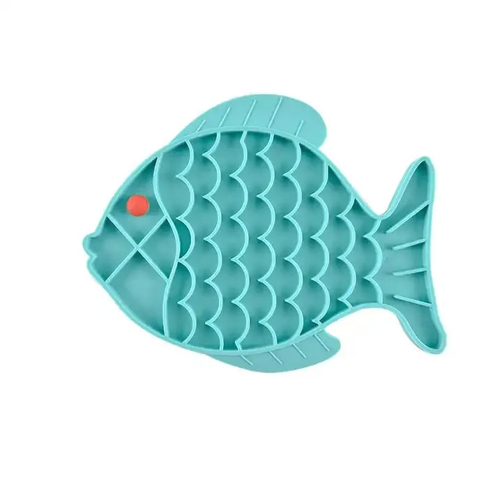 Fish-Shaped Silicone Slow Feeder Lick Mat for Dogs & Cats