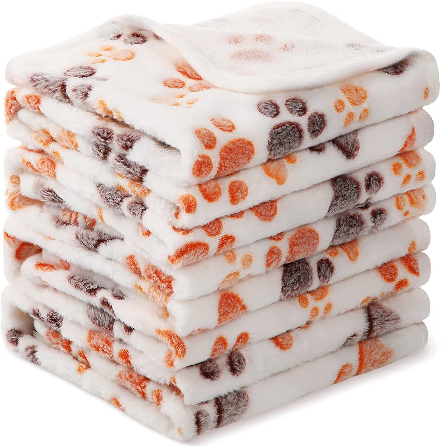 Pet Coral Fleece Blanket for Dogs & Cats (Soft Paw Print Cozy Blanket)
