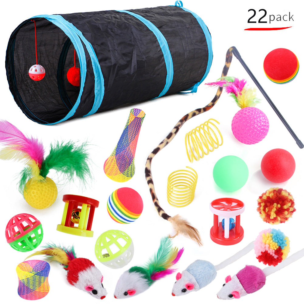 22-Piece Cat Tunnel & Interactive Toy Set