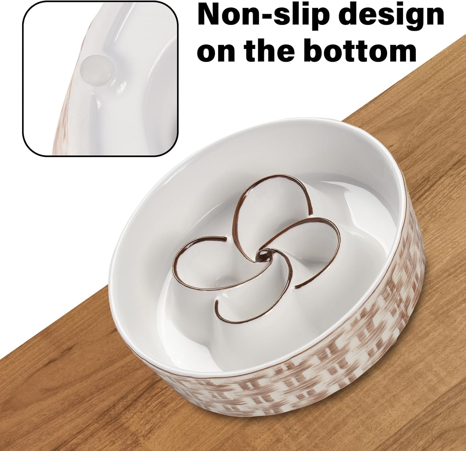Ceramic Slow Feeder Dog Bowl for Medium & Large Dogs (Anti-Choking, Non-Slip Design)