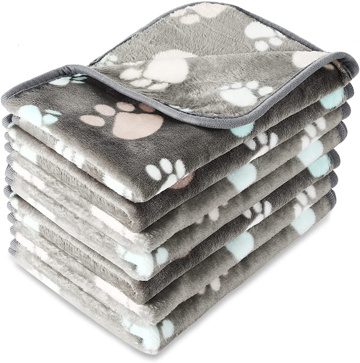 Pet Coral Fleece Blanket for Dogs & Cats (Soft Paw Print Cozy Blanket)