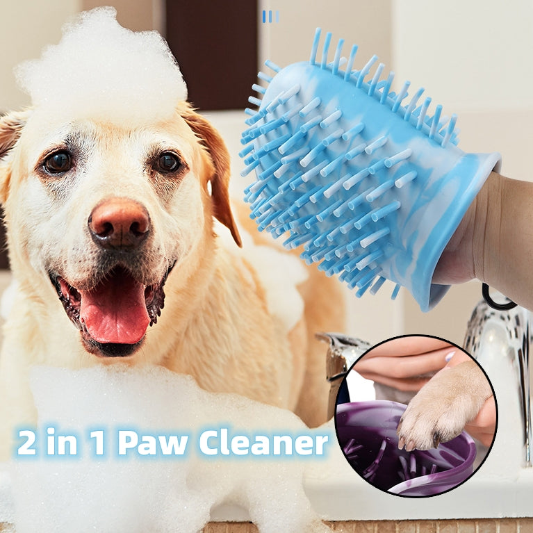 2-in-1 Dog Paw Cleaner Cup – Portable Paw Washing & Grooming Brush