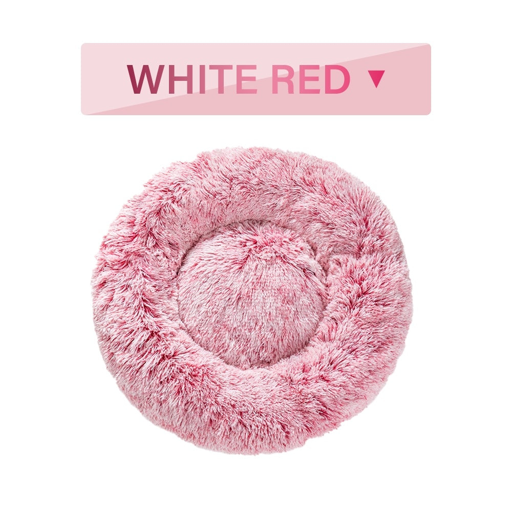 Fluffy Donut Dog Bed – Soft Calming Plush Bed for Dogs & Cats