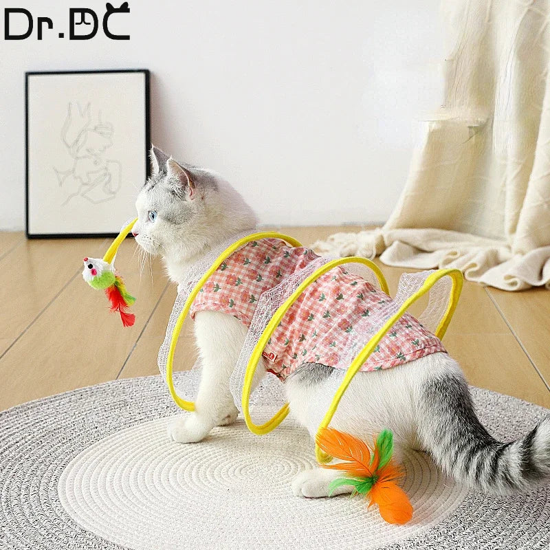 Foldable Cat Tunnel with Hanging Toys