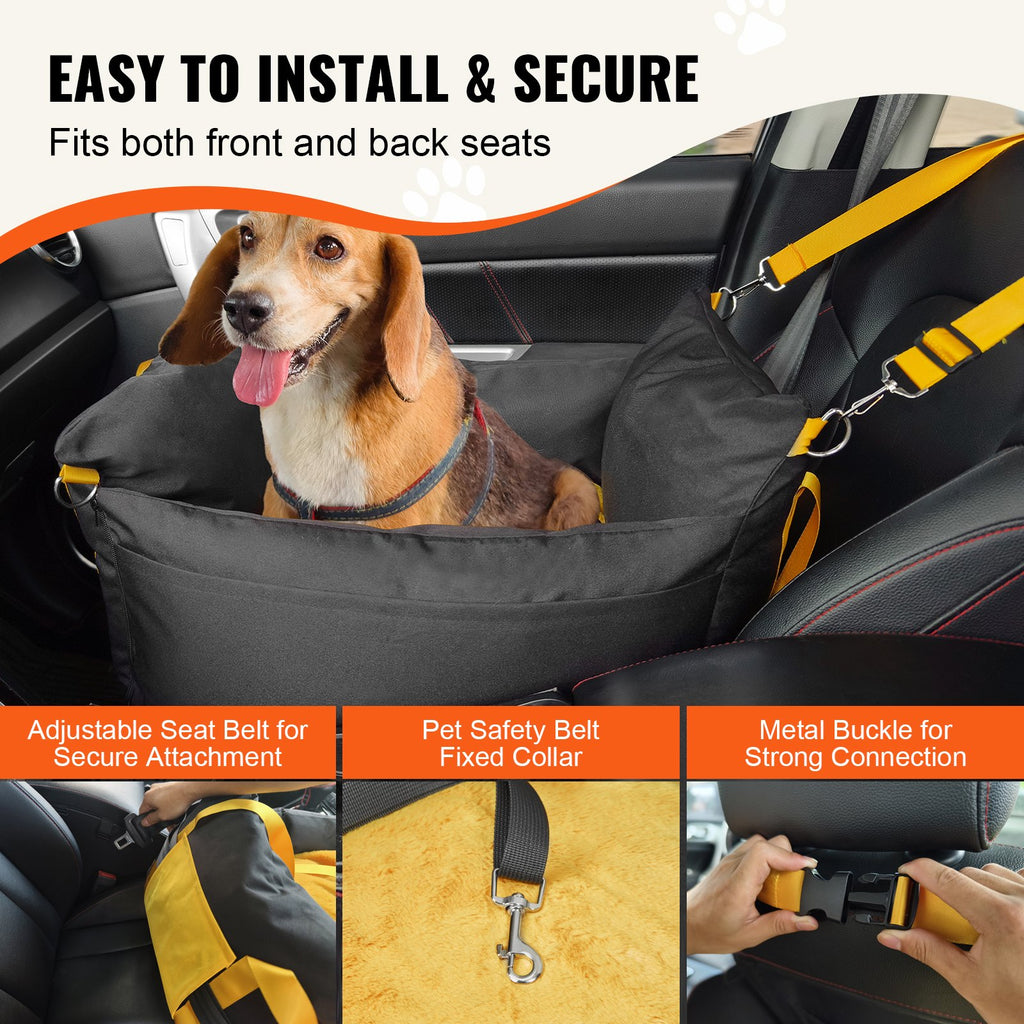 Dog Booster Car Seat for Small Dogs – Secure Pet Travel Seat Up to 25 lbs (Black)