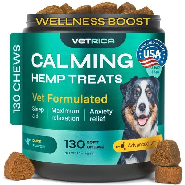 Hemp Calming Soft Chews for Dogs (Gentle Anxiety Support – Duck Flavor)