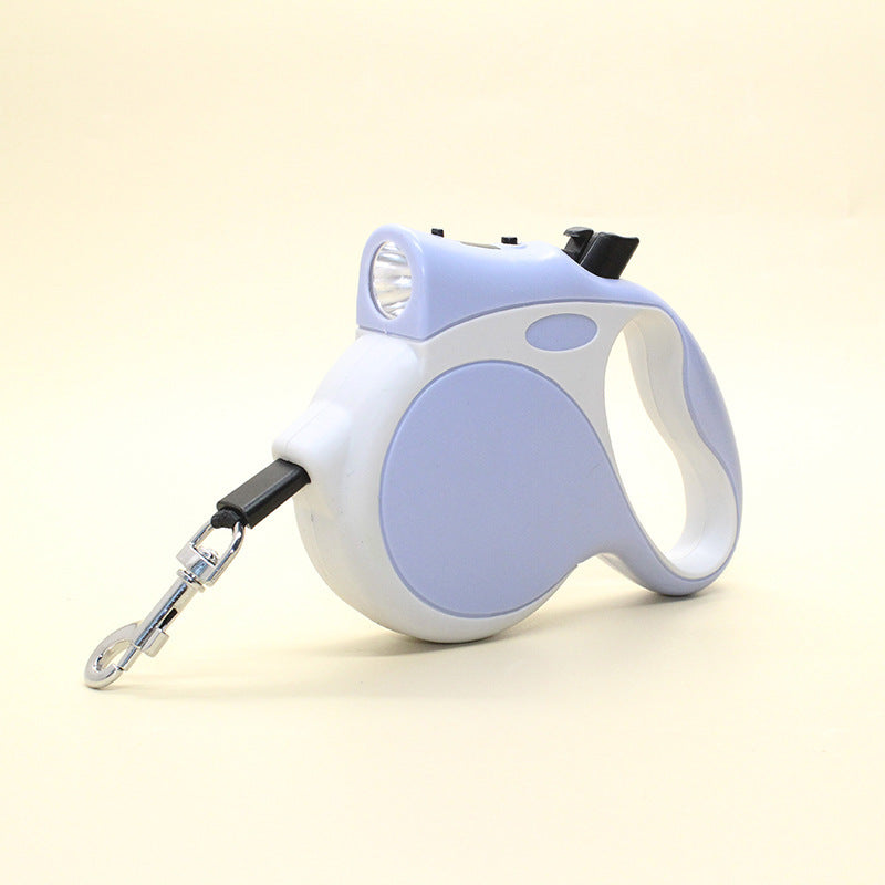 LED Retractable Dog Rope Leash with One-Button Lock (5M, Lightweight Handle)