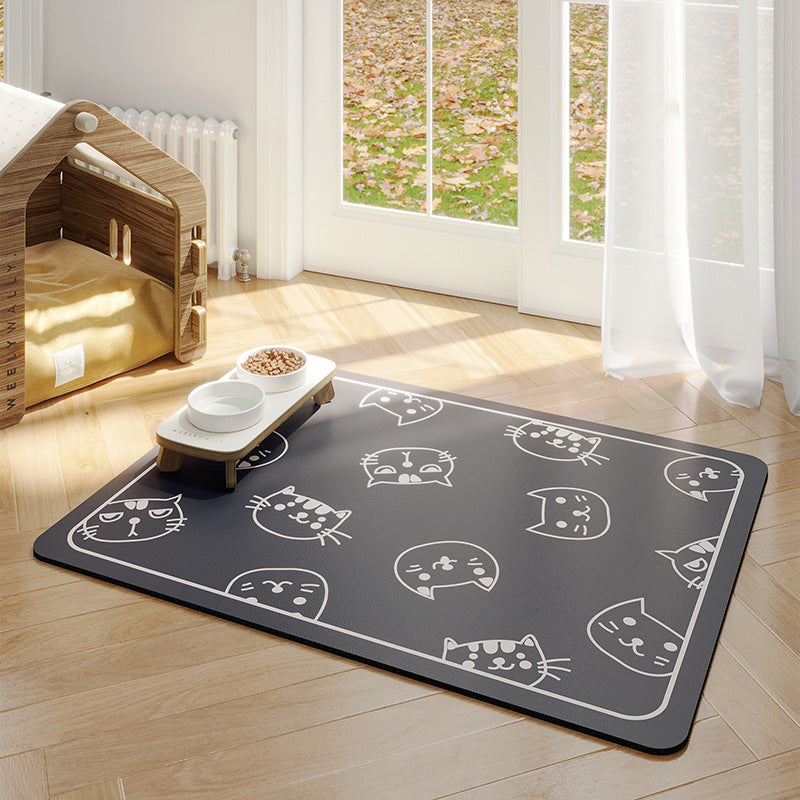 Minimalist Water-Absorbing Pet Feeding Mat (Washable, Non-Slip, Modern Design)