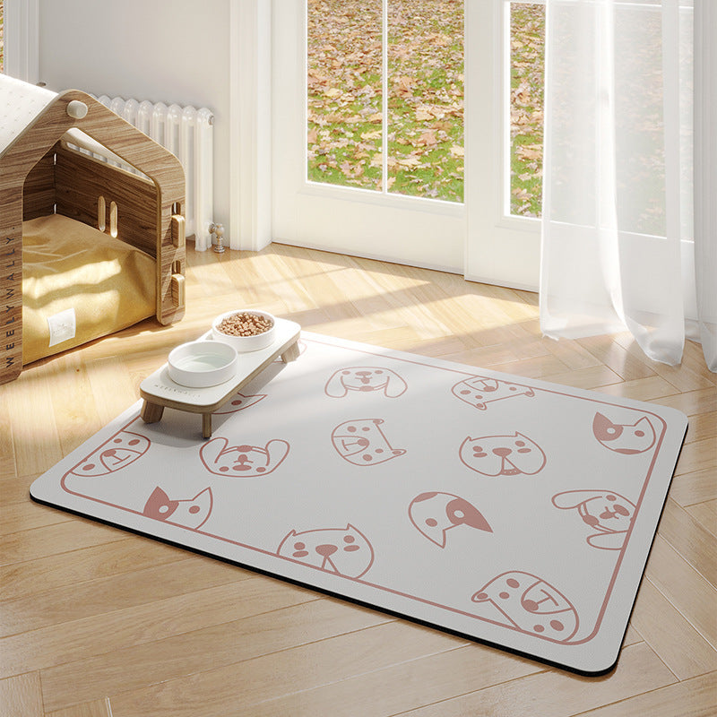Minimalist Water-Absorbing Pet Feeding Mat (Washable, Non-Slip, Modern Design)