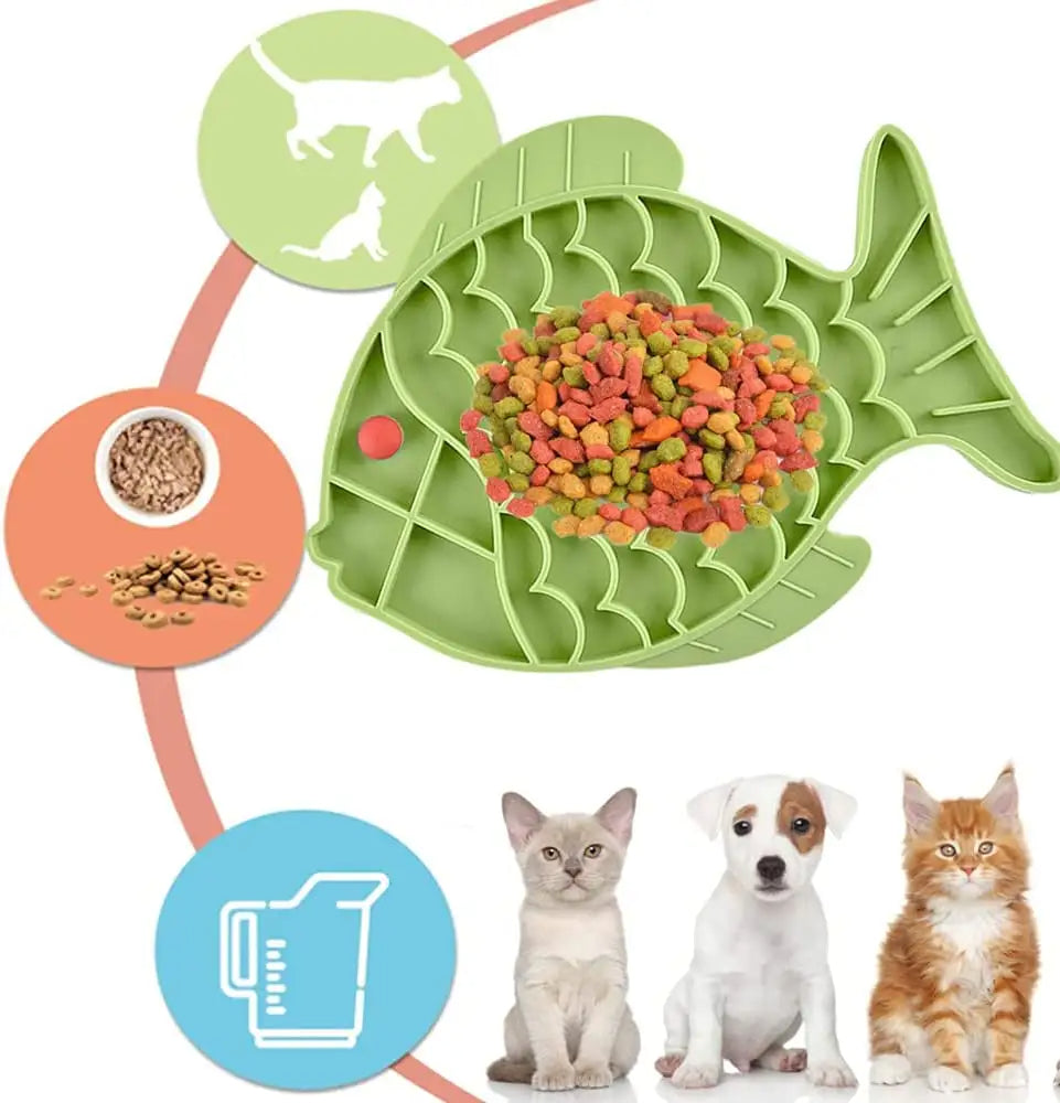 Fish-Shaped Silicone Slow Feeder Lick Mat for Dogs & Cats