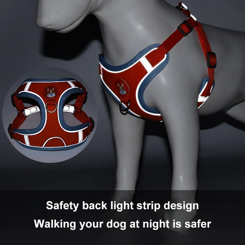 Adjustable Dog Harness & Leash Set – No-Pull Reflective Vest for Small to Large Dogs
