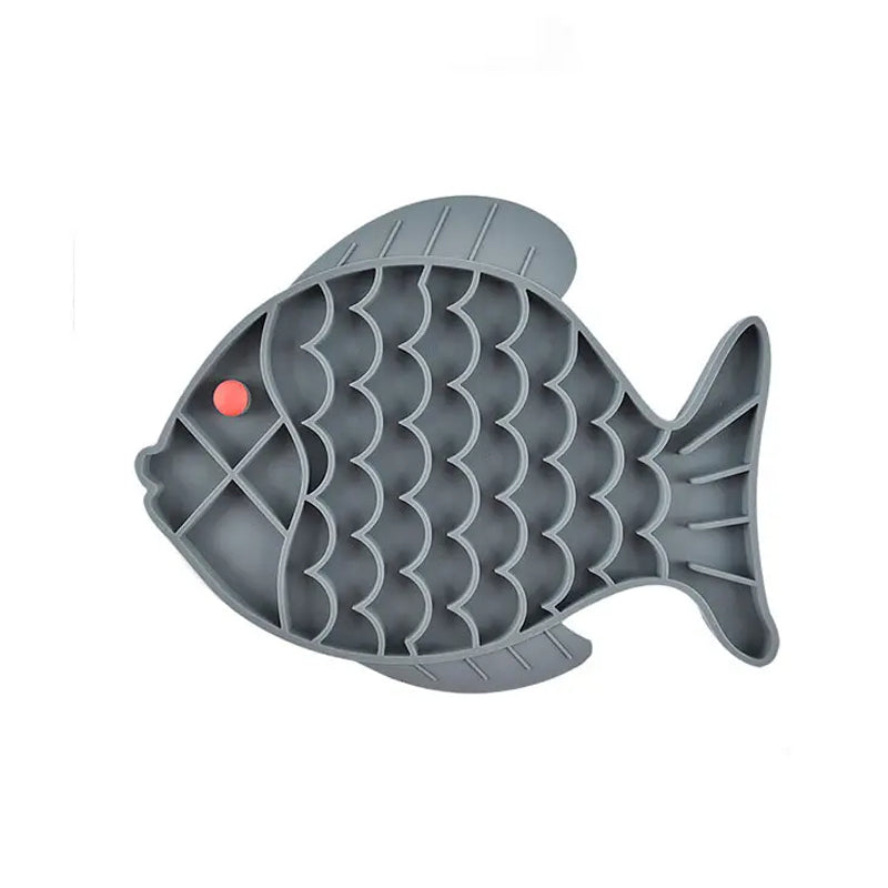 Fish-Shaped Silicone Slow Feeder Lick Mat for Dogs & Cats