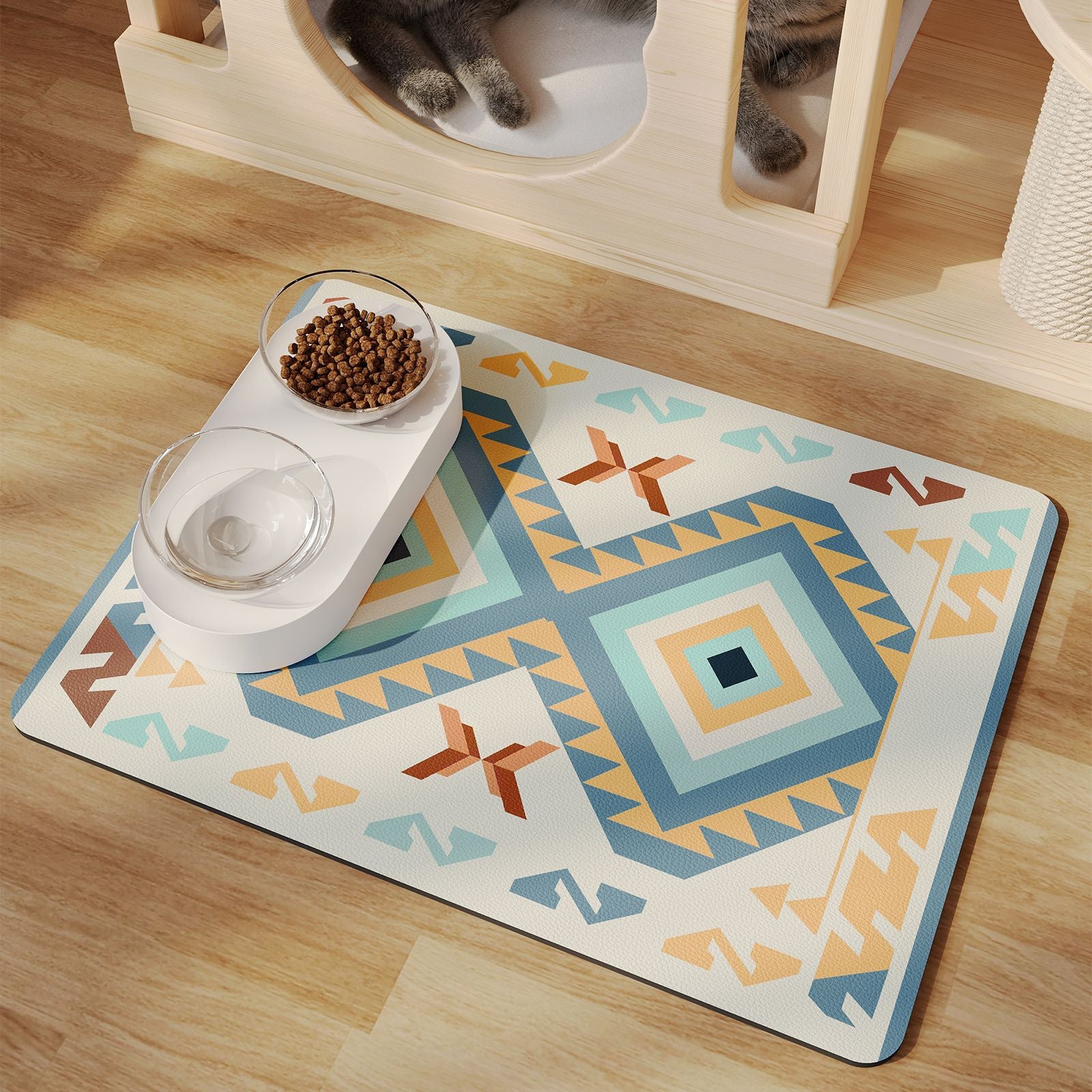 Minimalist Water-Absorbing Pet Feeding Mat (Washable, Non-Slip, Modern Design)