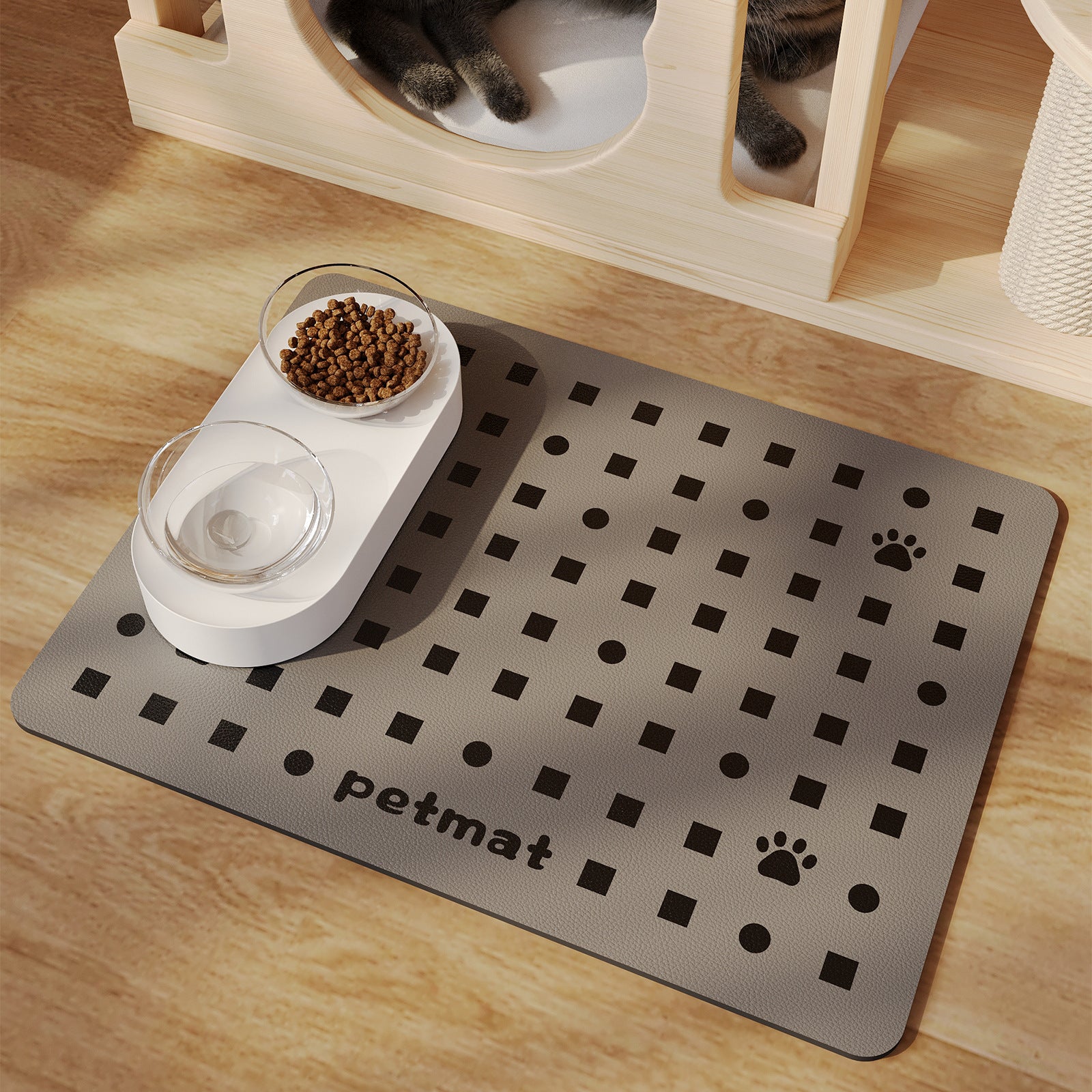 Minimalist Water-Absorbing Pet Feeding Mat (Washable, Non-Slip, Modern Design)