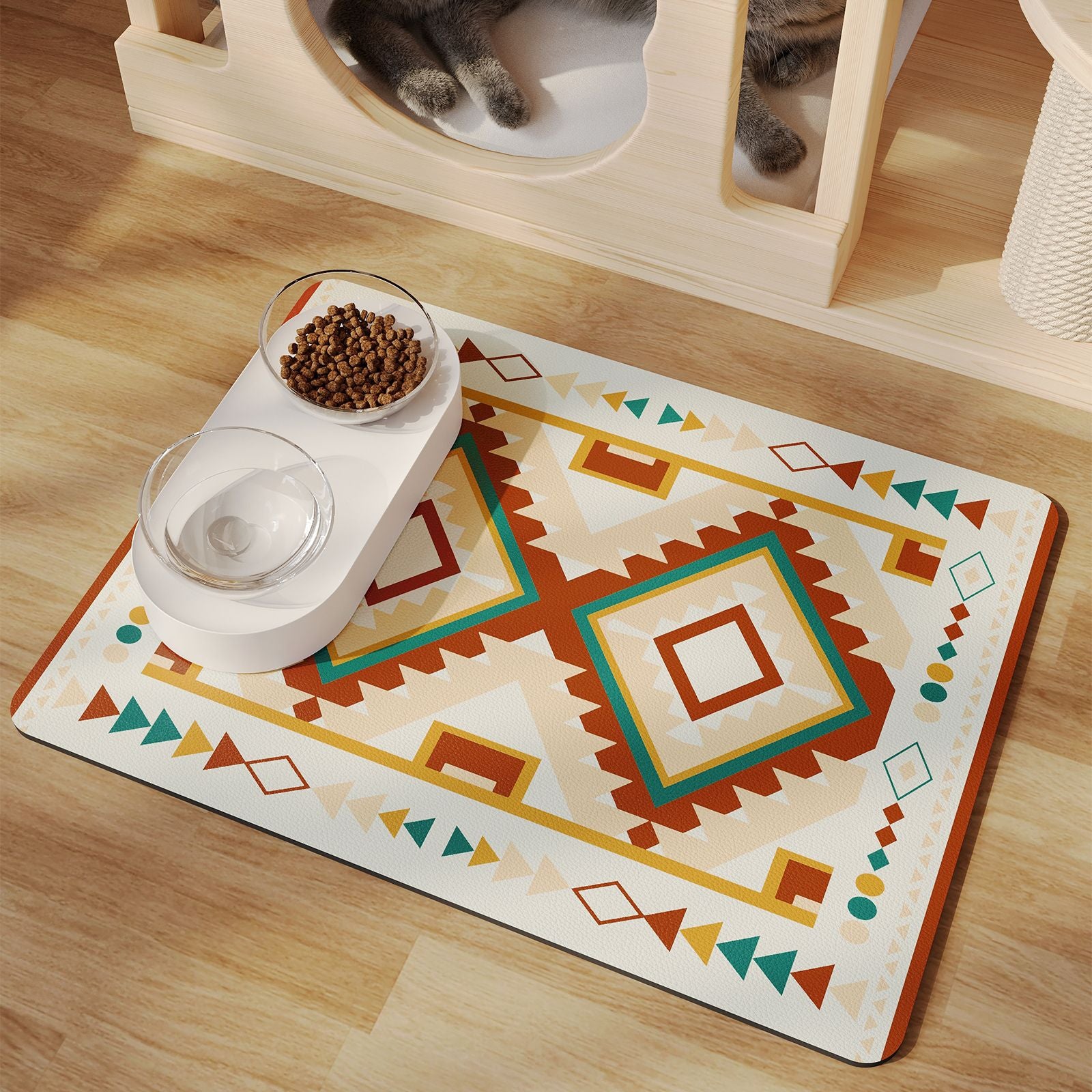 Minimalist Water-Absorbing Pet Feeding Mat (Washable, Non-Slip, Modern Design)
