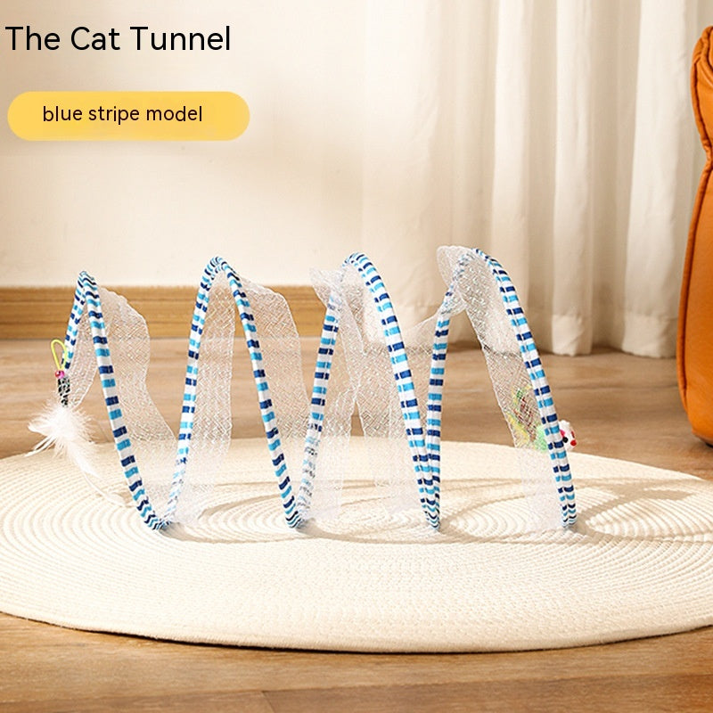 Foldable Cat Tunnel with Hanging Toys