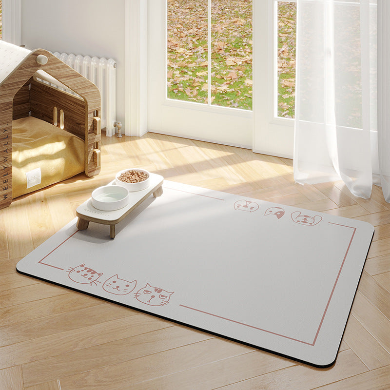 Minimalist Water-Absorbing Pet Feeding Mat (Washable, Non-Slip, Modern Design)