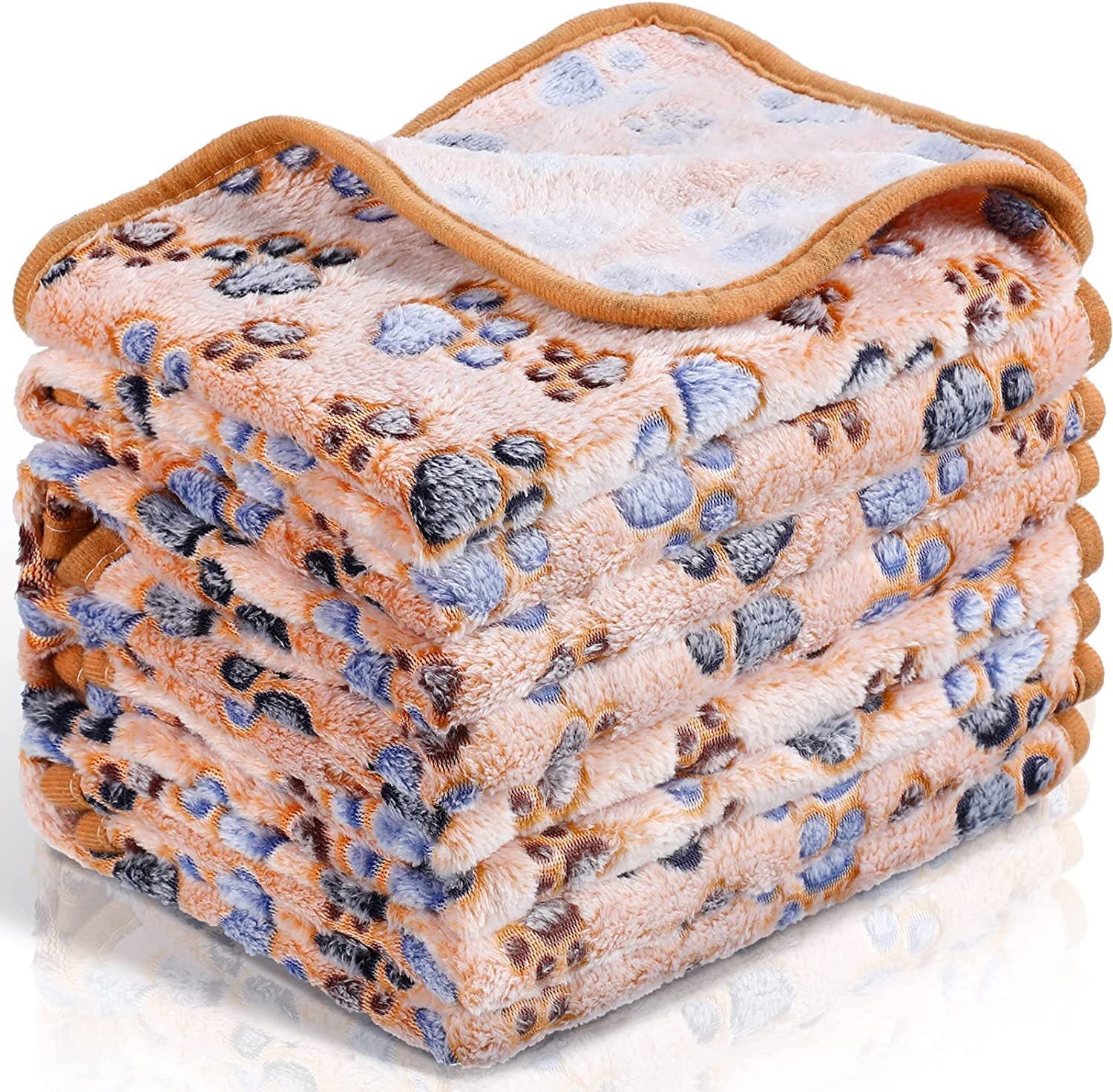 Pet Coral Fleece Blanket for Dogs & Cats (Soft Paw Print Cozy Blanket)