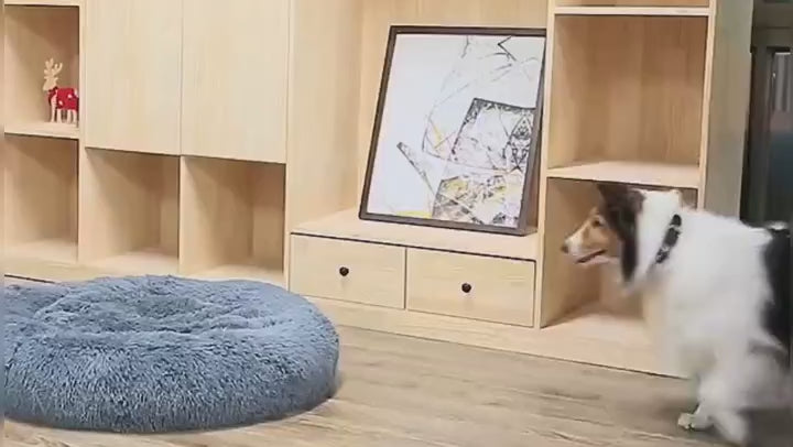 Fluffy Donut Dog Bed – Soft Calming Plush Bed for Dogs & Cats